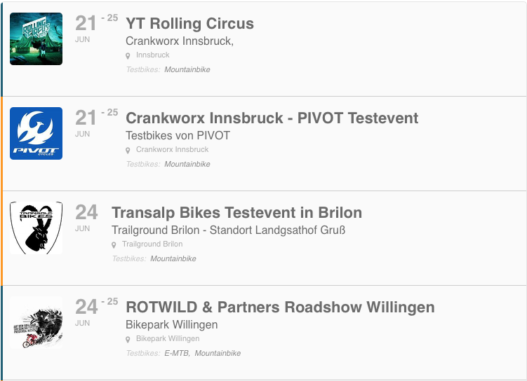 Mountainbike-Testevents am Wochenende: 24. – 25. Juni 2017