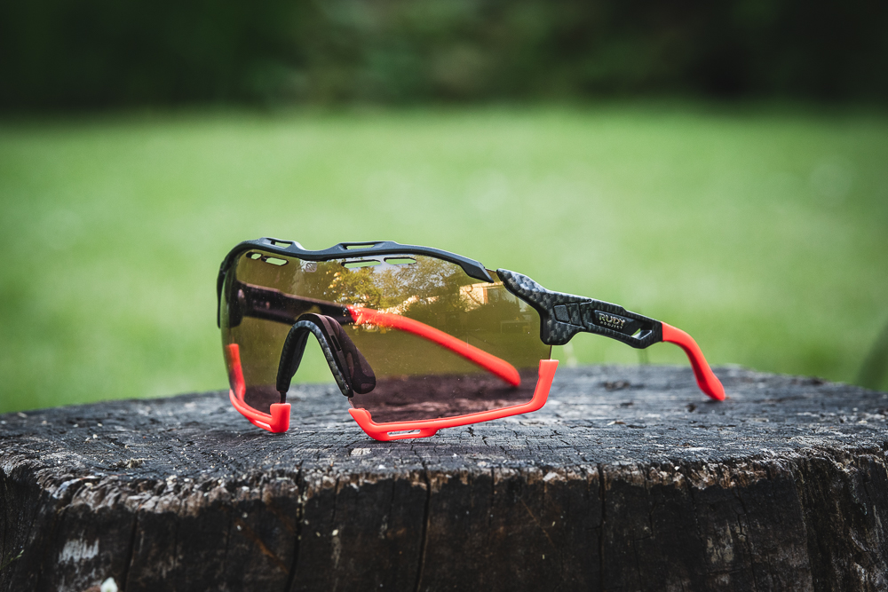 Sportbrille Sonnenbrille Black matt Rot Gold Fire verspiegelt Radbrille Sport M1 